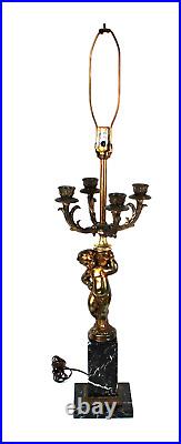 Antique Candelabra Cherub Table Lamp Marble Base