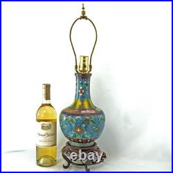 Antique Chinese Cloisonné Enamel Table Lamp c1920