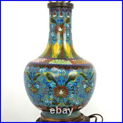 Antique Chinese Cloisonné Enamel Table Lamp c1920