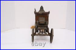 Antique Coronation Carriage Table Lamp 1900's Metal with Slag Glass Victorian VTG