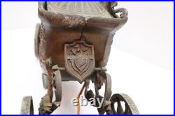 Antique Coronation Carriage Table Lamp 1900's Metal with Slag Glass Victorian VTG