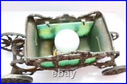 Antique Coronation Carriage Table Lamp 1900's Metal with Slag Glass Victorian VTG