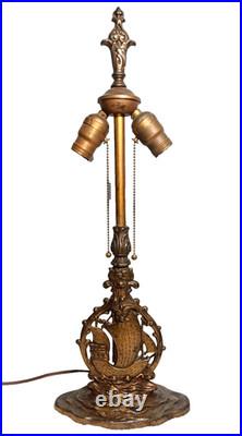 Antique Depression Era Spanish Revival Ship Lamp w Fat Boy Pull Chain Sockets Antique Depression Era Spanish Revival Ship Lamp w Fat Boy Pull Chain Sockets