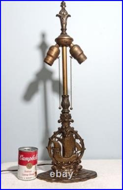 Antique Depression Era Spanish Revival Ship Lamp w Fat Boy Pull Chain Sockets Antique Depression Era Spanish Revival Ship Lamp w Fat Boy Pull Chain Sockets