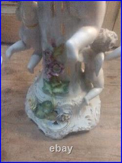 Antique Dresden Porcelain Cherub Table Lamp Accent Hand Made Victorian