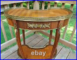 Antique French Table Ormolu, Vanity, Lamp Table Hand Dovetailed Bronze Mounts