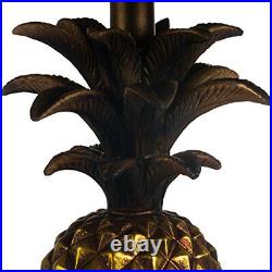 Antique Gold Pineapple Black Pleat Shade Hall Living Room Large Table Light Lamp