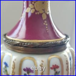 Antique Hand Painted Sevres France Floral Hand Painted Porcelain Swirl Lamp
