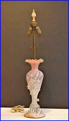 Antique Italian Pink Porcelain Murano Table Lamp With Floral design