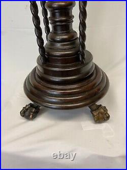 Antique MERKLEN Bros. Victorian Lamp Table Stand Barley Twist legs