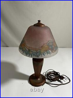 Antique MOE-BRIDGES Reverse Painted Table Lamp. All original