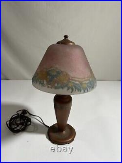 Antique MOE-BRIDGES Reverse Painted Table Lamp. All original