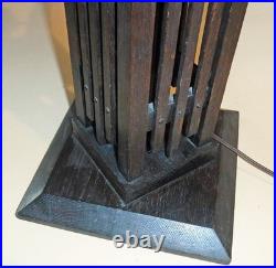 Antique Mission Arts Crafts Oak Mica Lamp Roycroft Stickley Handel Era, 1910