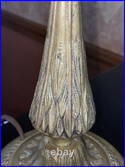 Antique ORNATE VICTORIAN candelabra table lamp brass Crystals Electric