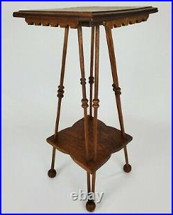 Antique Oak Stick and Ball Lamp Parlor Table Gingerbread Victorian Vintage 30.5