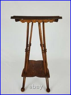 Antique Oak Stick and Ball Lamp Parlor Table Gingerbread Victorian Vintage 30.5