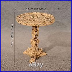 Antique Oriental Wine Side Lamp Table Chinese Vintage Carved Stone Resin 20th C