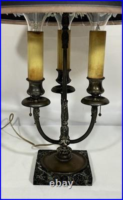 Antique Pairpoint Bouillotte Lamp Bird of Paradise Reverse Painted Glass Shade