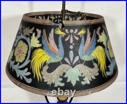 Antique Pairpoint Bouillotte Lamp Bird of Paradise Reverse Painted Glass Shade