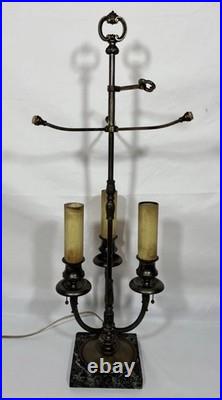 Antique Pairpoint Bouillotte Lamp Bird of Paradise Reverse Painted Glass Shade