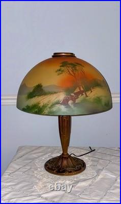 Antique Pittsburg Glass Co Obverse Painted Glass Shade #2051