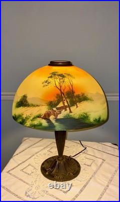 Antique Pittsburg Glass Co Obverse Painted Glass Shade #2051
