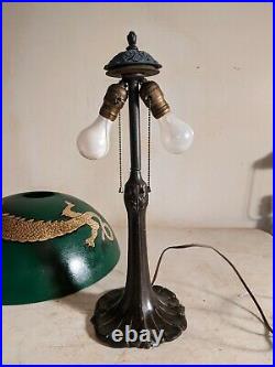 Antique Pittsburgh Lamp with Unique Dragon Shade Bradley& Hubbard, Handel Era