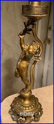 Antique Putti Angel Cupid Spelter Metal Table Lamp JB Hirsch DAV RT NY Parts