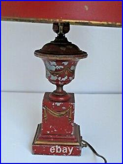 Antique Red Toleware Bouillotte Table Lamp