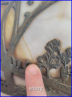 Antique The Mosaic Shade Co. Chicago Bent Slag Glass Table Lamp. Circa 1905-1914