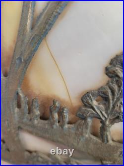 Antique The Mosaic Shade Co. Chicago Bent Slag Glass Table Lamp. Circa 1905-1914