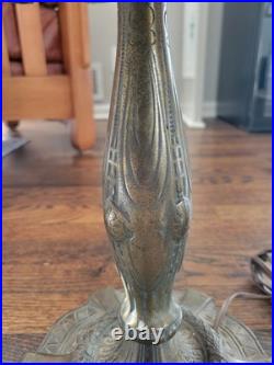Antique The Mosaic Shade Co. Chicago Bent Slag Glass Table Lamp. Circa 1905-1914