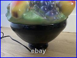 Antique Tiffin Art Deco Glass Colorful Fruit Basket Shade Table Lamp Light
