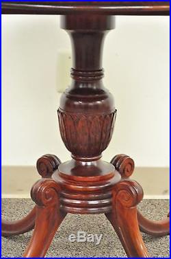 Antique Traditional Regency Style Red Tooled Leather Top Mahogany Lamp Table vtg