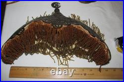 Antique Turkish Moroccan Pierced Brass Beaded Table Lamp Crescent Moon Shade