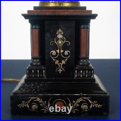 Antique Victorian 19th Century Bronze Greco-Roman Urn 32 Tall Lamp Marble Base