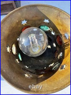 Antique Victorian Arts & Crafts Jeweled Brass Moroccan Stars Table Lamp Vintage Antique Victorian Arts & Crafts Jeweled Brass Moroccan Stars Table Lamp Vintage