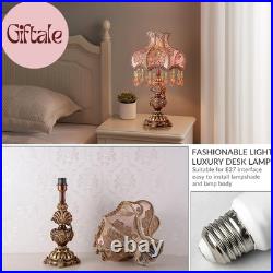 Antique Victorian Table Lamp Tiffany Style Floral Desk Light Fringe Fabric Lamps