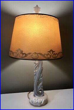 Antique Vintage Aladdin Alacite Glass Electric Lamp Original Shade & Finial