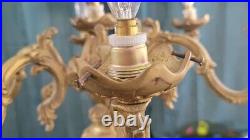 Antique Vintage Cherub Lamp Newel Post Top Bronze & Brass Green Patina