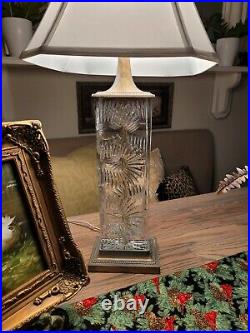 Antique Vintage DRESDEN signed Crystal Cut Rectangular table Lamp