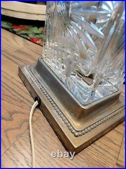 Antique Vintage DRESDEN signed Crystal Cut Rectangular table Lamp