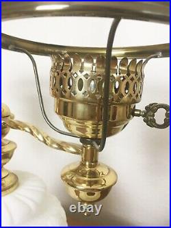 Antique/Vintage Double Brass Milk Glass Lamp