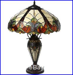Antique Vintage Handcrafted Tiffany Style Victorian Table Lamp Stained Glass