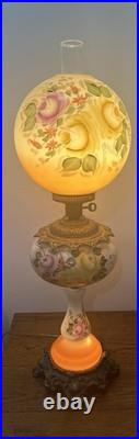 Antique Vintage Victorian Gone With Wind Parlor Lamp With Brass Accents 35 Inch Antique Vintage Victorian Gone With Wind Parlor Lamp With Brass Accents 35 Inch