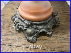 Antique Vintage Victorian Gone With Wind Parlor Lamp With Brass Accents 35 Inch