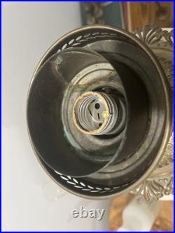 Antique Vintage Victorian Gone With Wind Parlor Lamp With Brass Accents 35 Inch