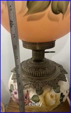 Antique Vintage Victorian Gone With Wind Parlor Lamp With Brass Accents 35 Inch Antique Vintage Victorian Gone With Wind Parlor Lamp With Brass Accents 35 Inch