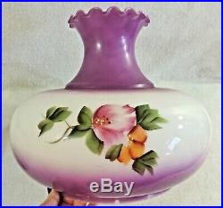 Antique/Vtg 3 Way Hand Painted PURPLE Flower Gone With The Wind GWTW Table Lamp