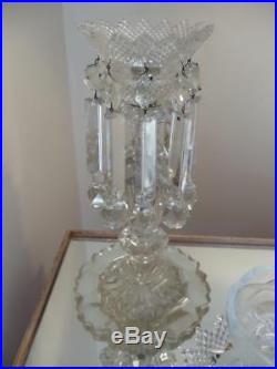 Antique Vtg Czech Bohemian Crystal Girandole Candelabra Chandelier Candle Holder